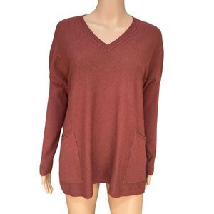 Altar’d State burnt orange v-neck sweater tunic pockets size S/M